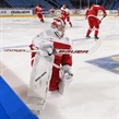 BUFFALO, NEW YORK - DECEMBER 26: Denmark's Emil Gransoe #1 warms-up prior to a game against USA during the preliminary round of the 2018 IIHF World Junior Championship. (Photo by Andrea Cardin/HHOF-IIHF Images)

